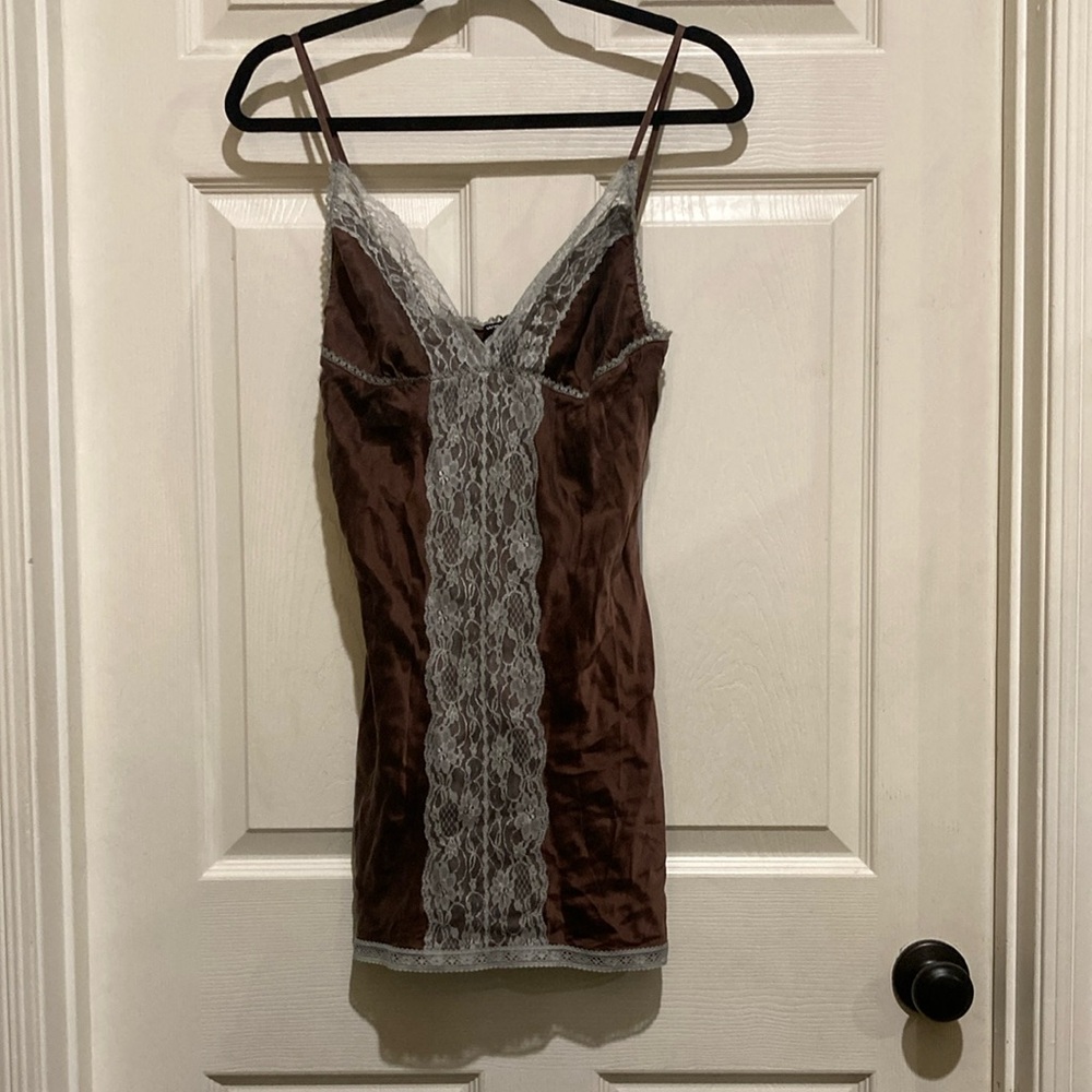 Wet Seal Brown and Gray Lace Chemise